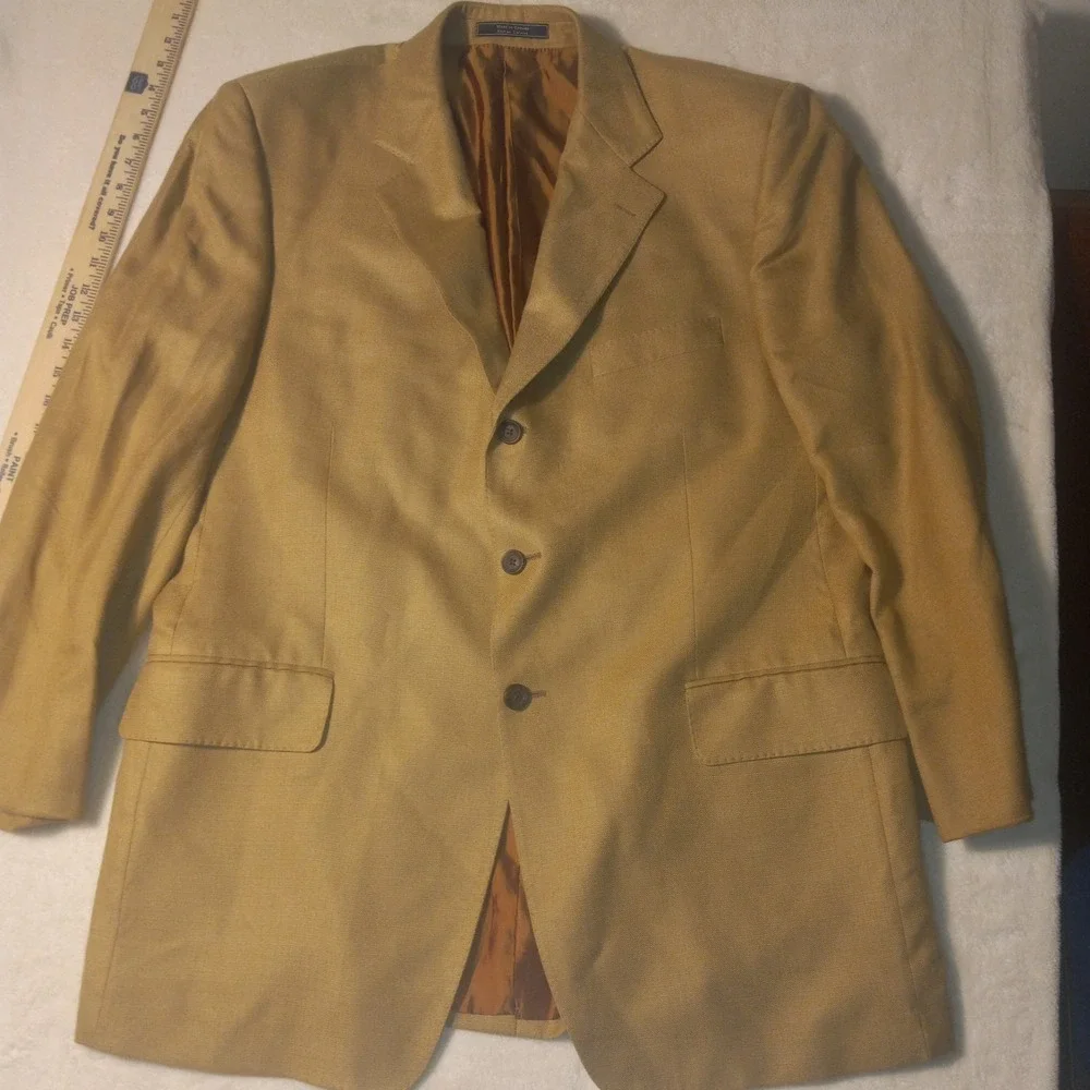 Fratelli Tallia Di Delfino 44R Bamboo Sport Coat Brown Blazer Italy Fabric